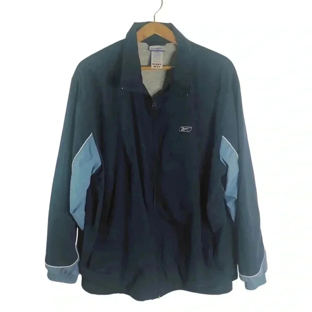Vintage Men's Reebok Navy Blue Windbreaker Running Jacket Size XL